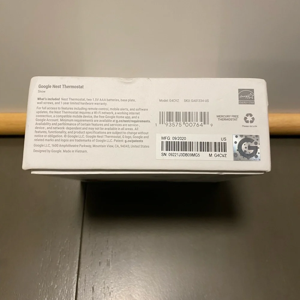 Google Nest G4CVZ GA01334-US Programmable WiFi Smart Thermostat